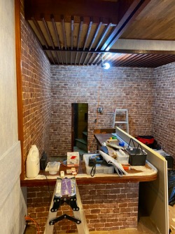 京 町屋 クロス張替え レンガ柄 完成 京 町屋 クロス張替え レンガ柄 完成