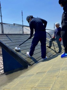 屋根 洗浄中 屋根 洗浄中