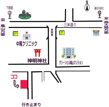 周辺地図　京都市右京区嵯峨柳田町27